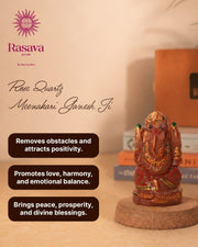 Natural Rose Quartz Ganesh Ji-(Meenakari)
